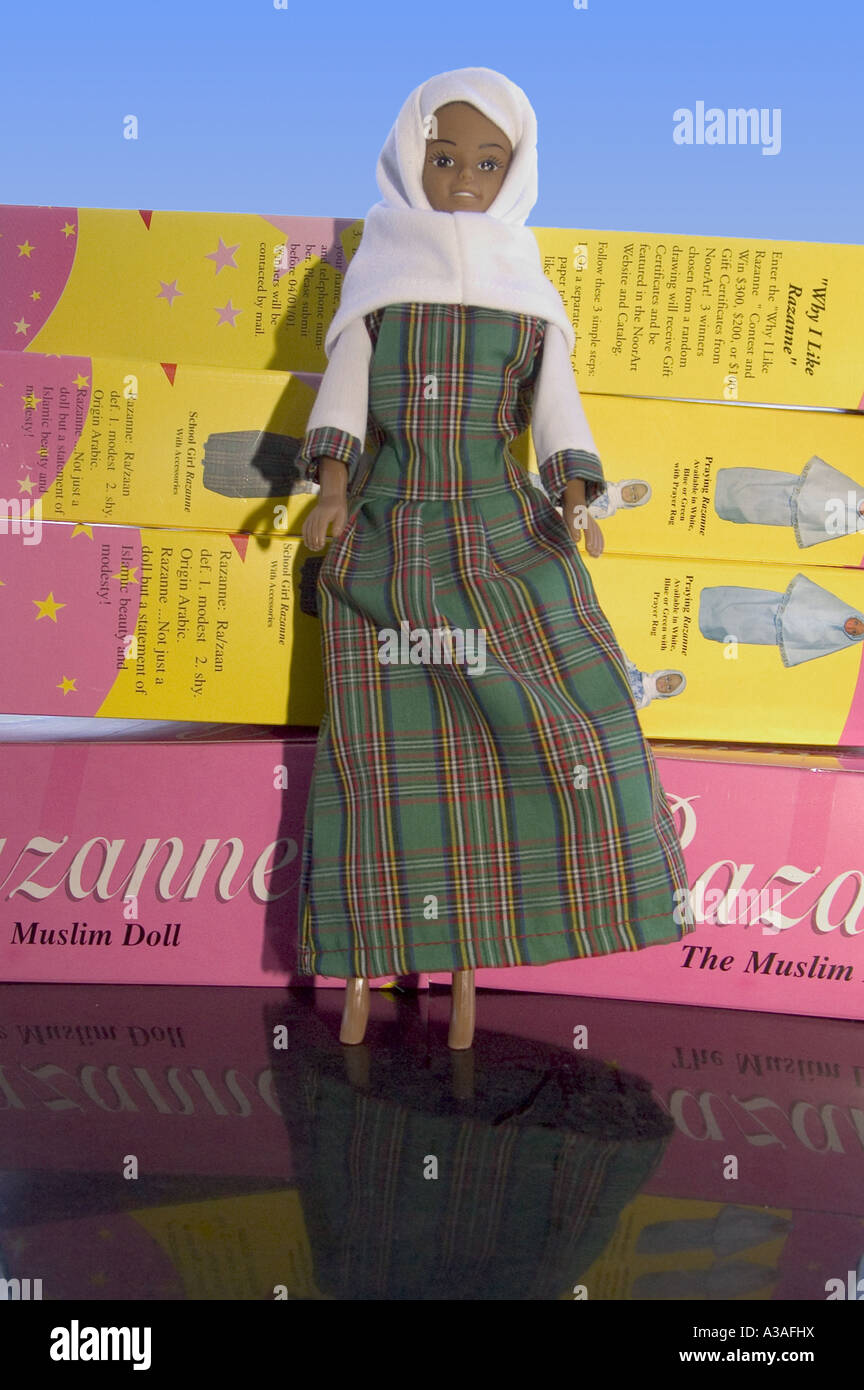 Razanne The Muslim Doll in front of Box Stock Photo