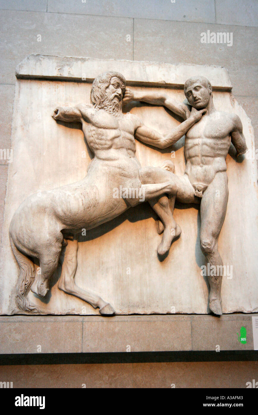 Scene from the Elgin Marbles British Museum London UK Stock Photo