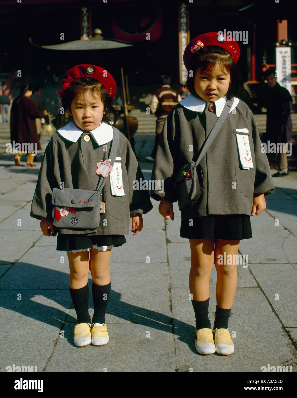Two Japanese Schoolgirls Tokyo Japan Stock Photo