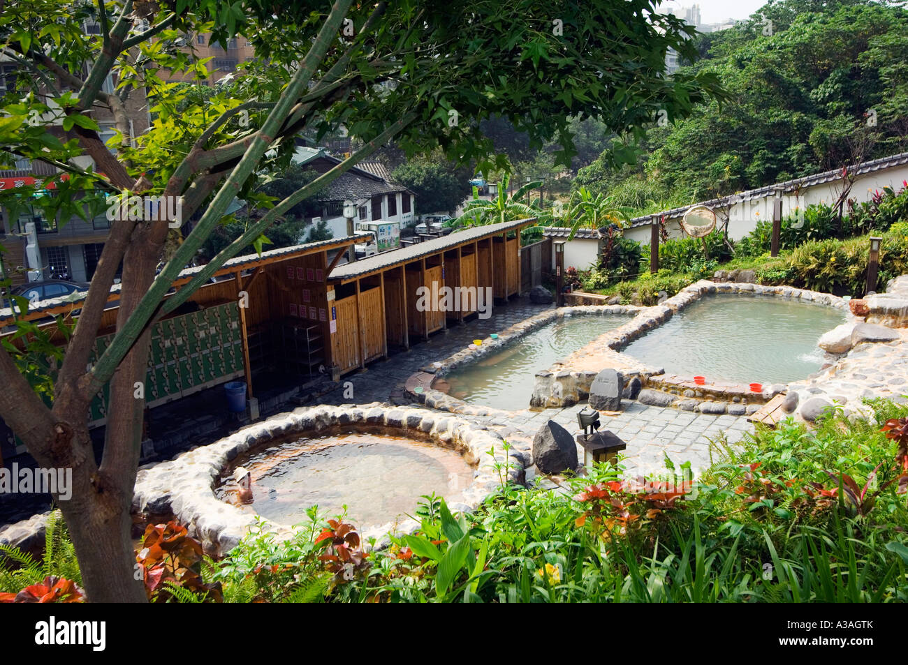bathing pools Beitou Peitou Hotspring resort Tiapei Taiwan China Stock Photo