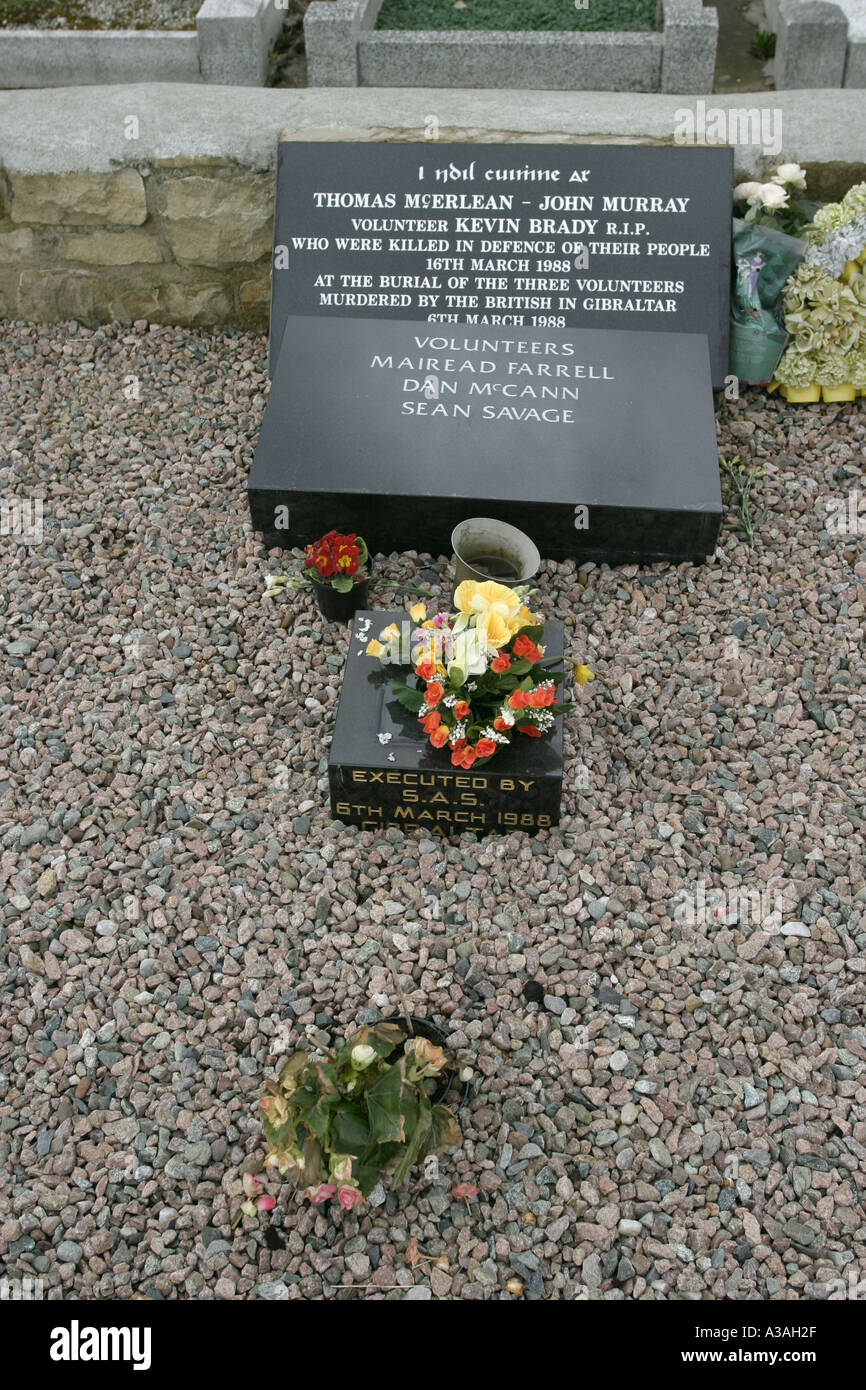 grave of IRA volunteers gibraltar SAS republican plot milltown cemetery falls road west belfast northern ireland Stock Photo