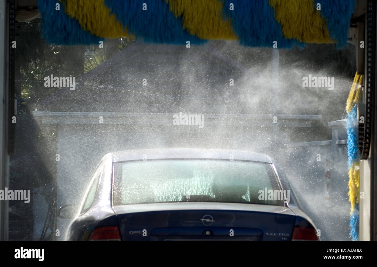 A car goes through a car wash Stock Photo Alamy
