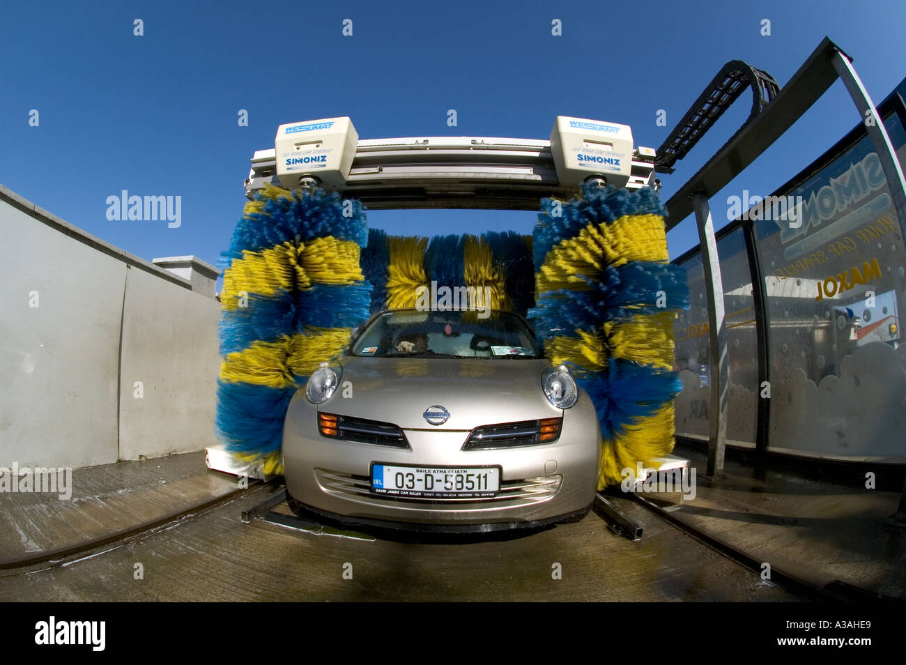 A car goes through an automatic car wash Stock Photo Alamy