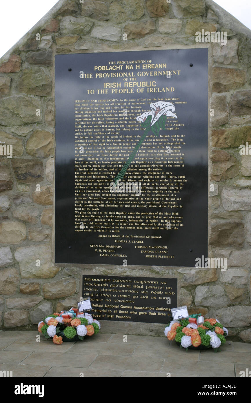 commemoration plaque IRA republican plot milltown cemetery falls road west belfast northern ireland Stock Photo