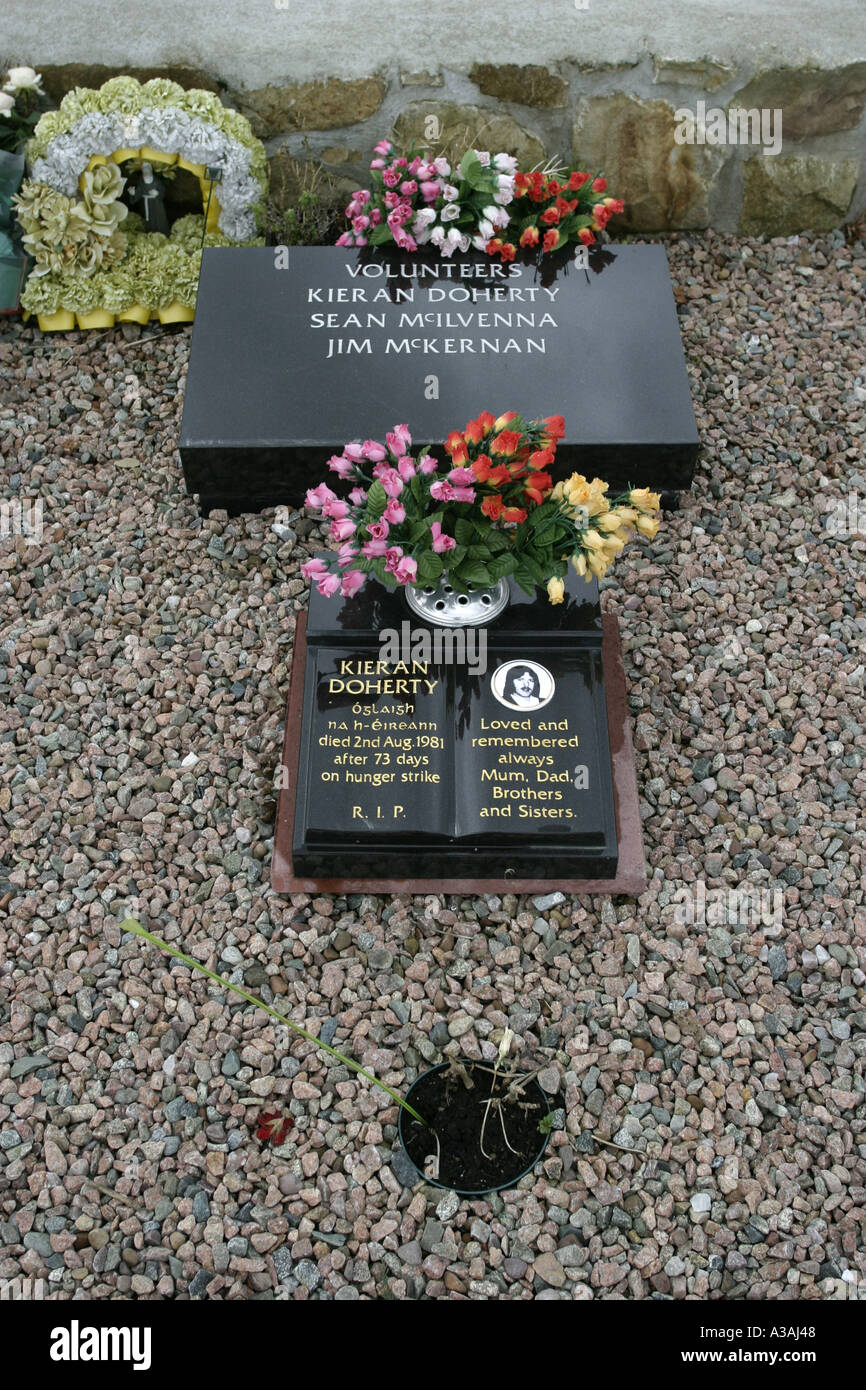 grave of IRA volunteers hunger strikers republican plot milltown cemetery falls road west belfast northern ireland Stock Photo