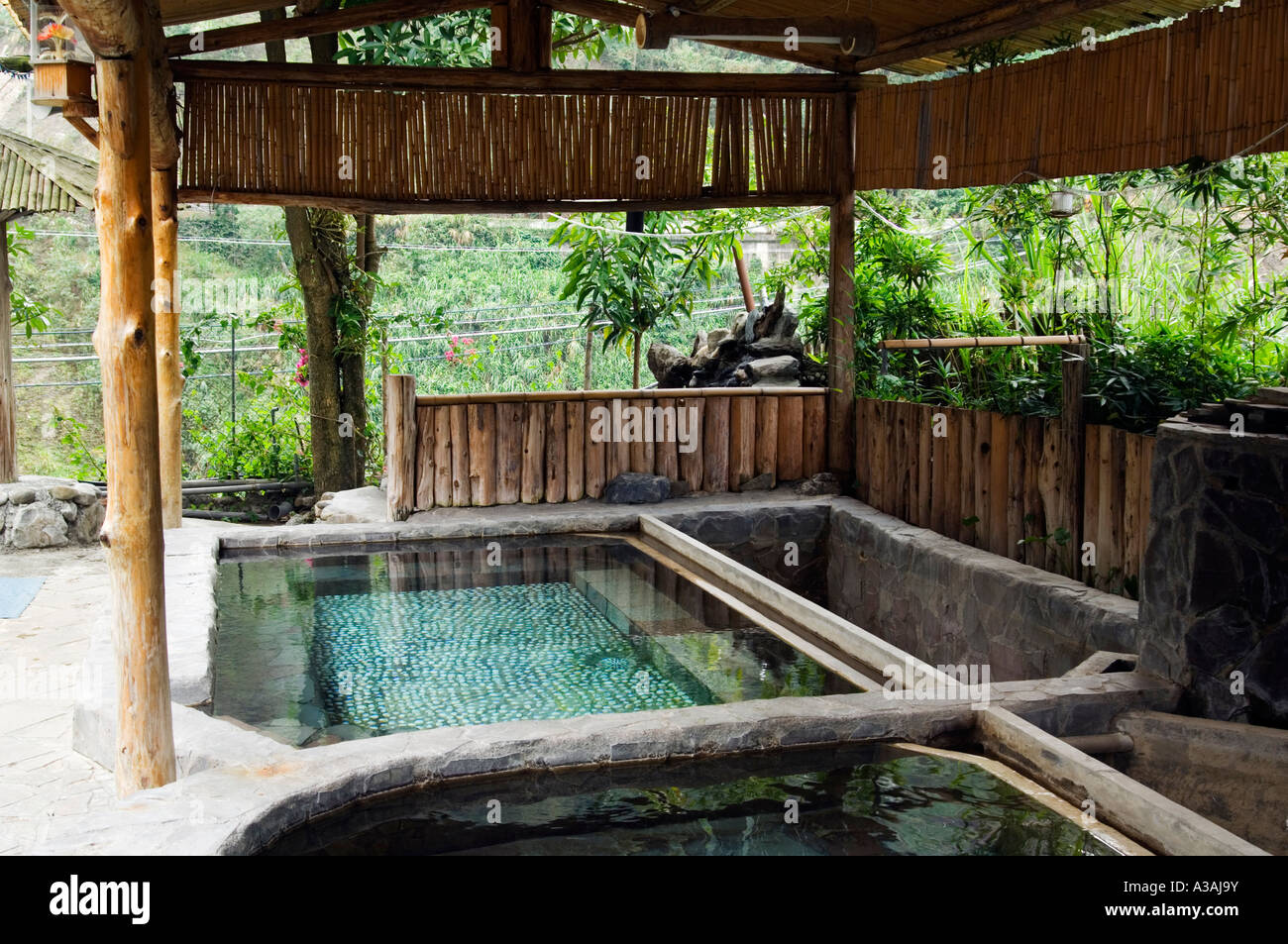 hot spring pools Tungpu resort Yushan National Park Nantou County Taiwan China Stock Photo