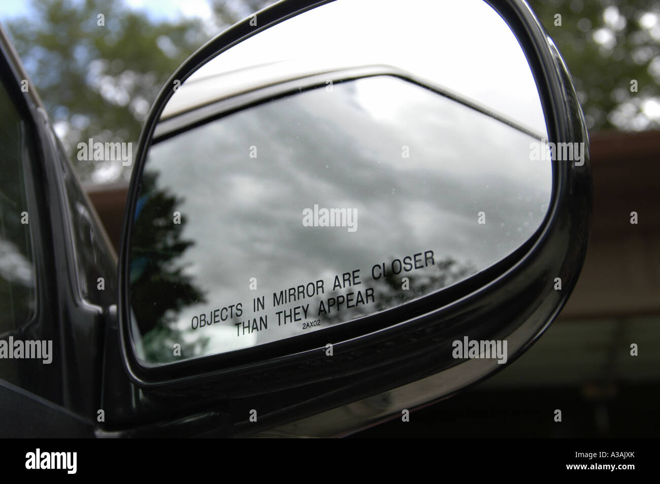 Objects In Mirror Warning On Rear View Stock Photo Alamy