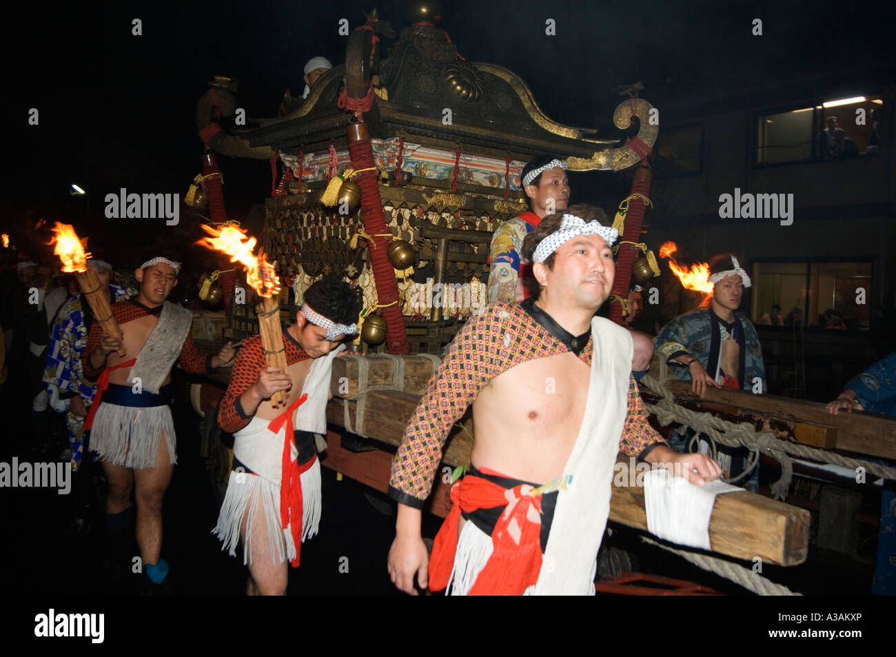 Procession of Torches Mikoshi Shrine at Fire Festival at Kurama Kyoto Japan Asia Stock Photo Alamy