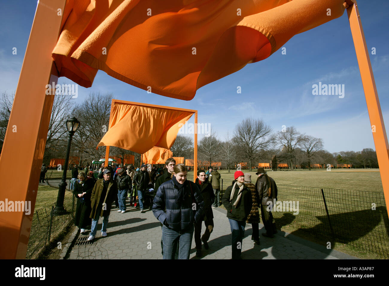 The Gates in Central Park Winter 05 NYC by Christo Stock Photo