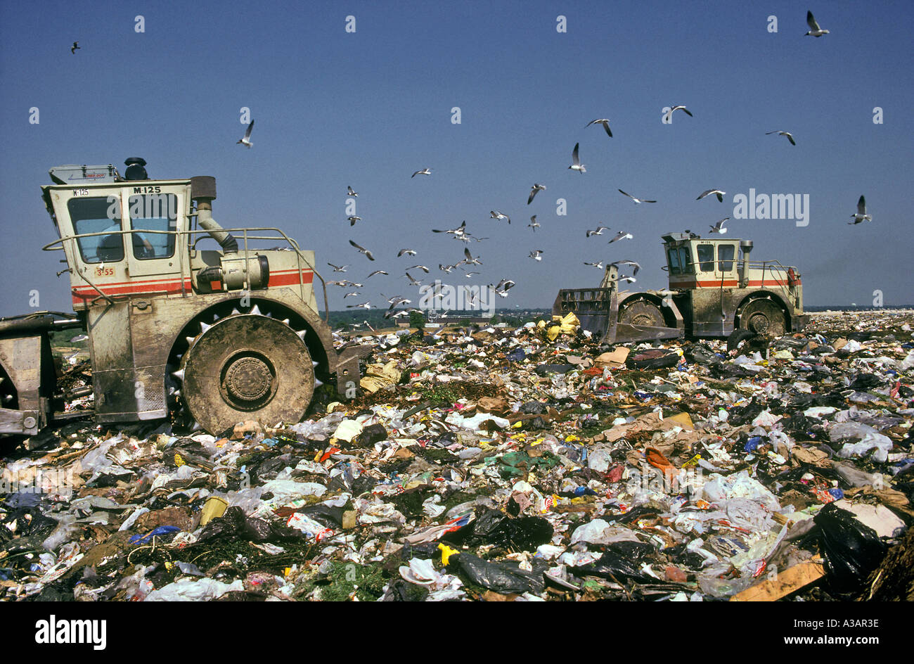 Sheepsfoot Compactor Spread the Refuse on Landfill PA Stock Photo