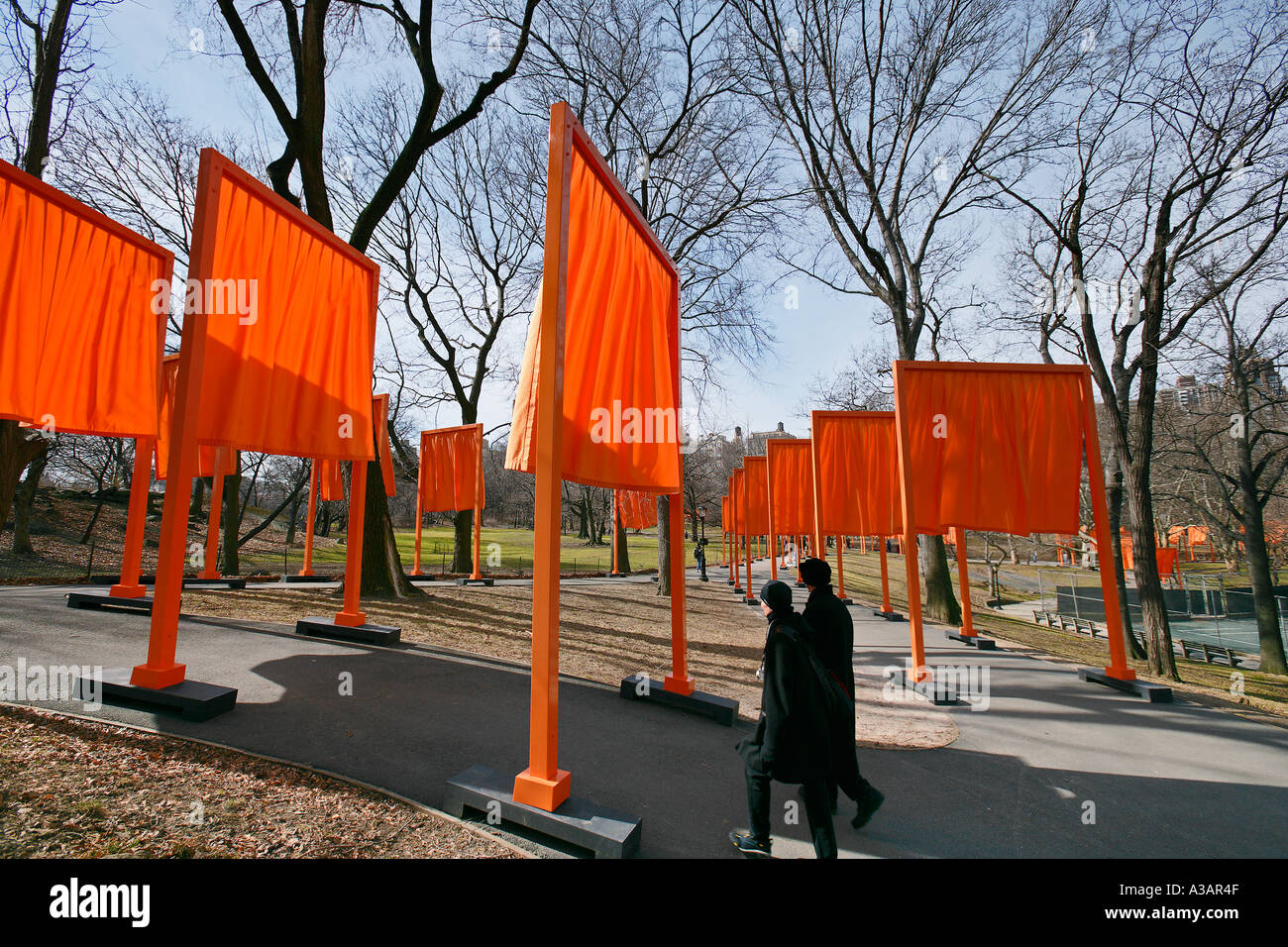 The Gates in Central Park Winter 05 NYC by Christo Stock Photo