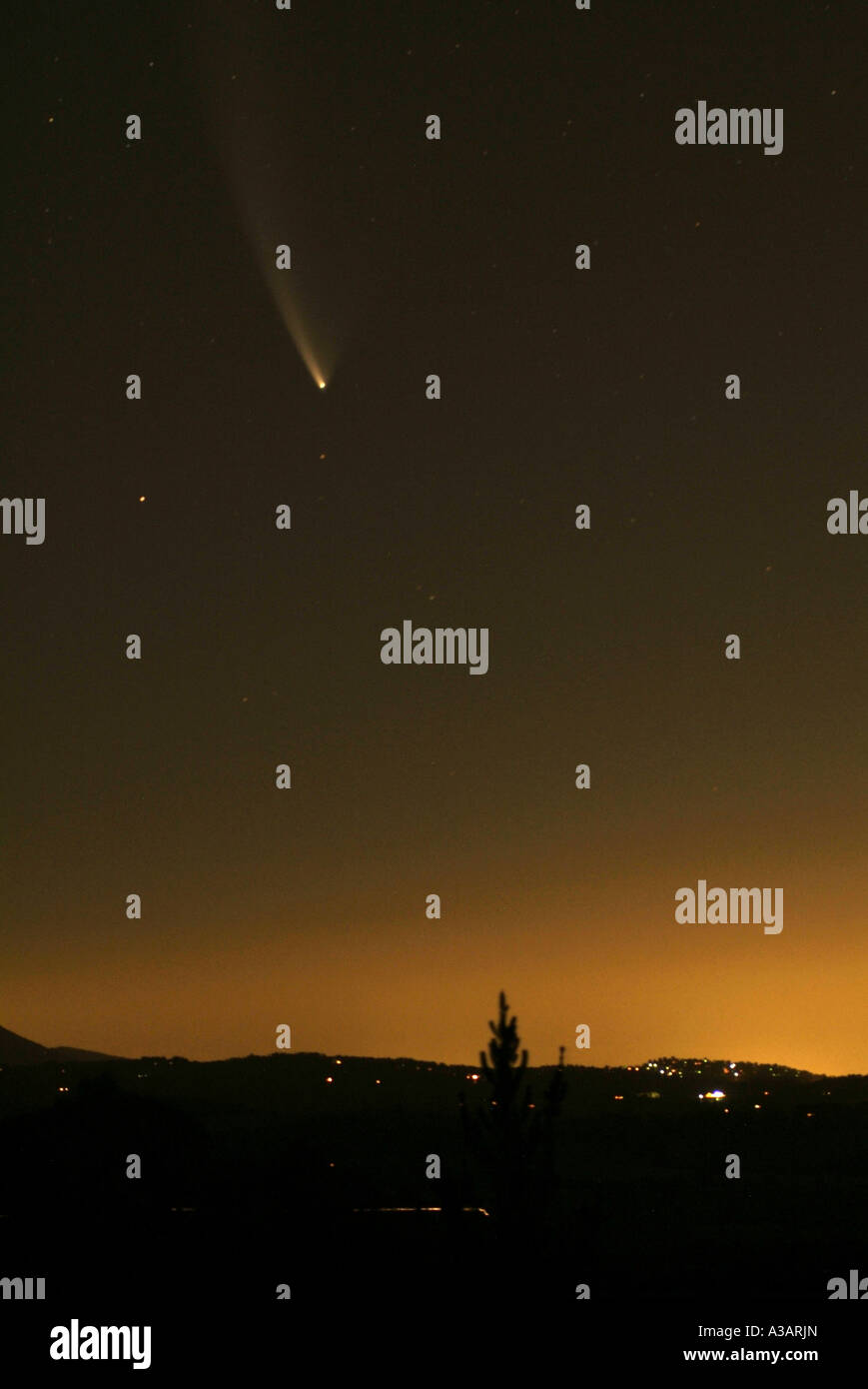 Comet McNaught at night over Melbourne, Australia Stock Photo