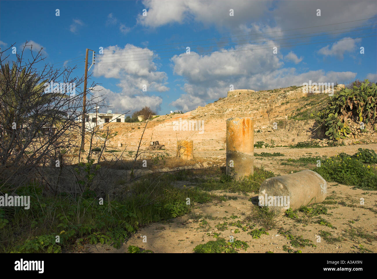 Scattered Roman amphitheatre parts, Cyprus. Pafos Stock Photo