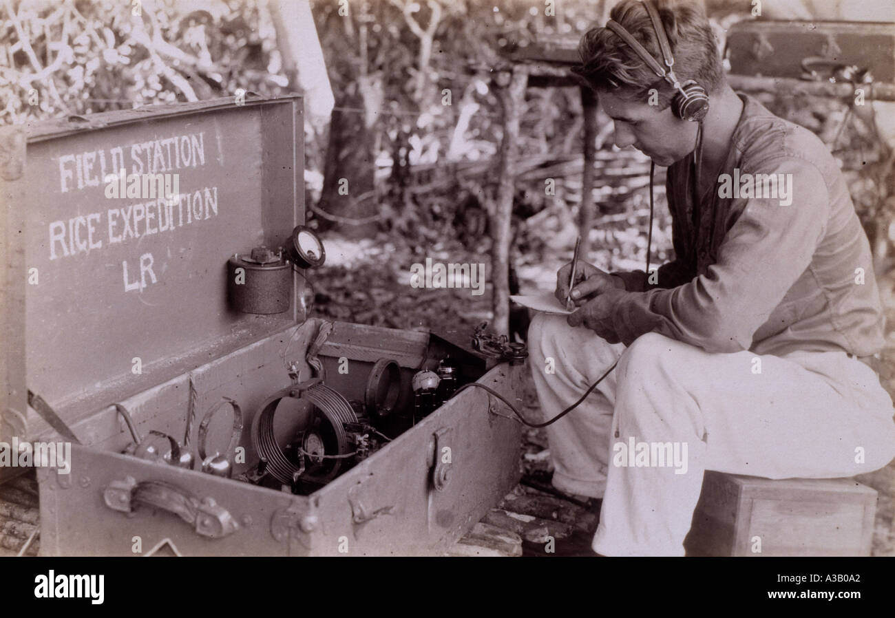 Mr McCaleb at Kujuma last station from which transmission was possible Stock Photo