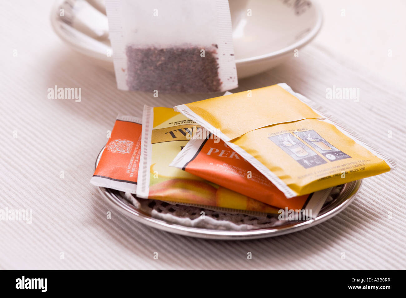 Tea bags in different savours Stock Photo
