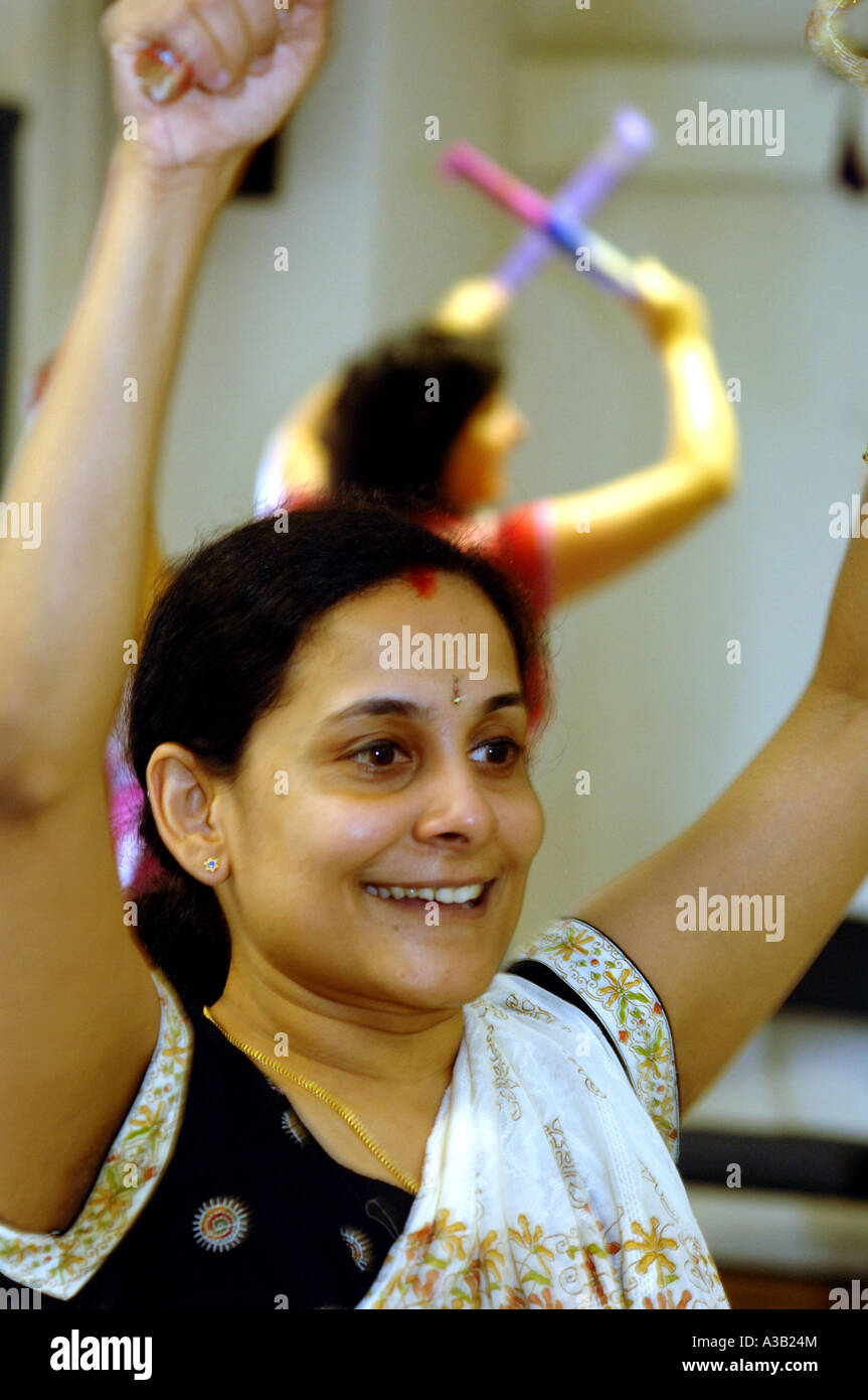 An Indian woman Dancer teaches a community dancing class Bradford Stock Photo