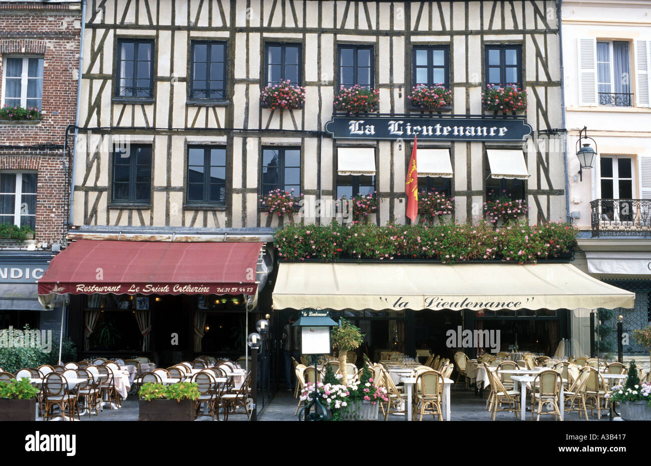 Restaurants Honfleur Normandy France Stock Photo