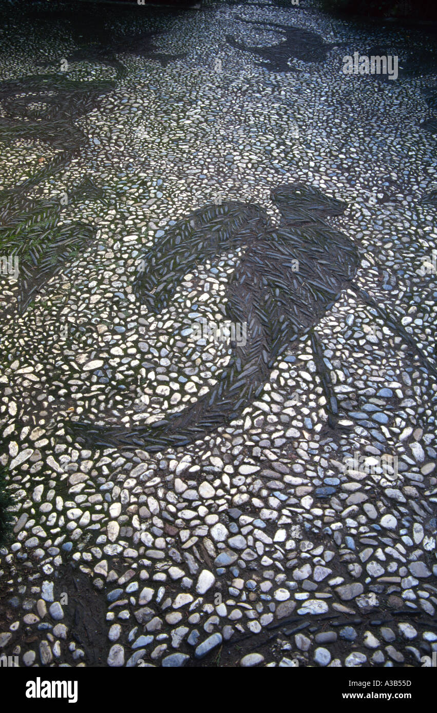 Detail of Inlaid Bird in Floor of Jardines del Generalife Granada Spain