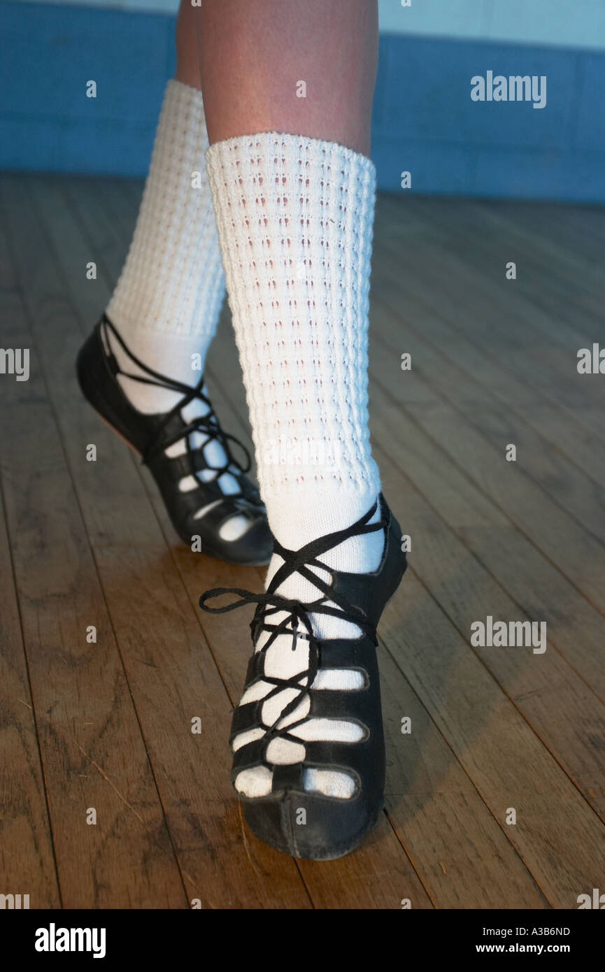 A girl irish dancing in soft shoes Stock Photo Alamy