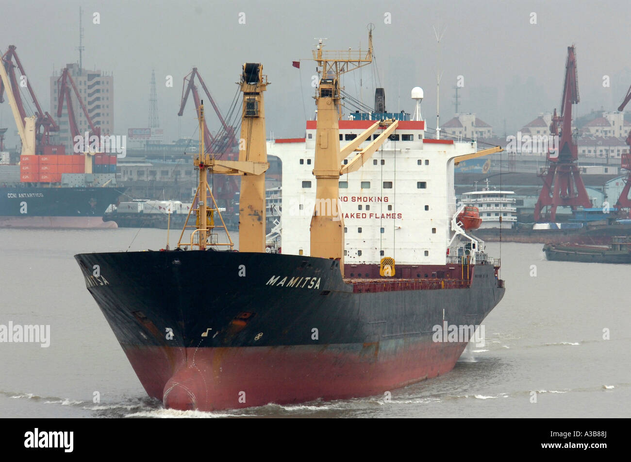 CHINA Asia Jiangsu Shanghai Cargo ship sailing from Shanghai along