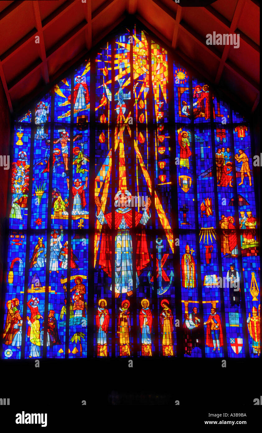Huge stained glass window at St Andrew s Cathedral Honolulu Hawaii USA