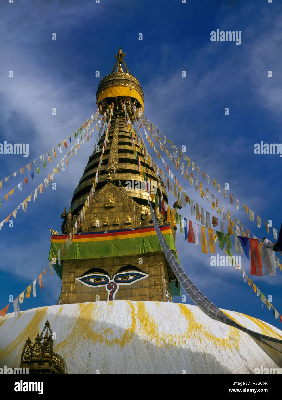 Main stupa at Swayambunath Monkey Temple Kathmandu Nepal Stock Photo ...