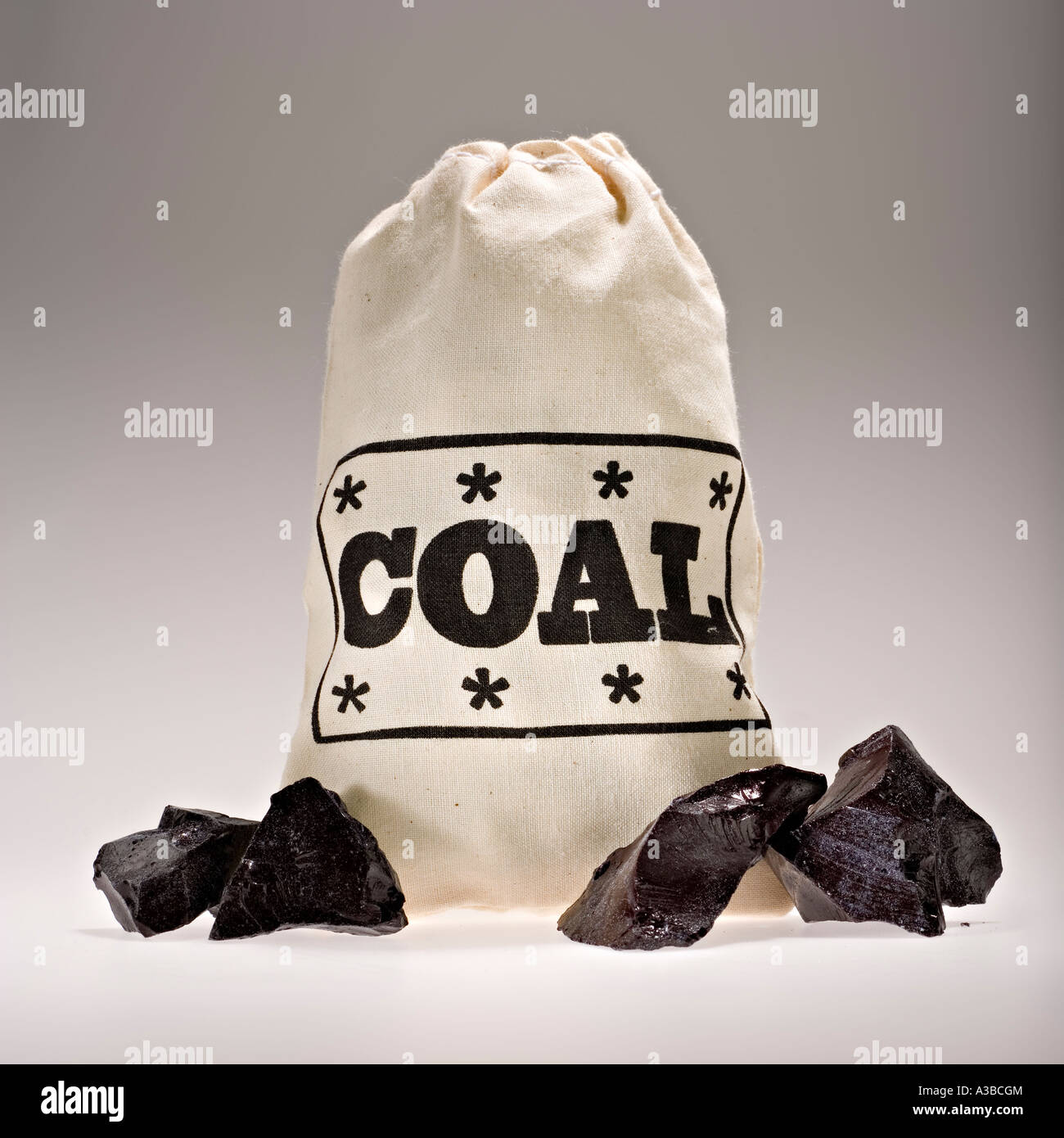 Bag of Candy Coal for Christmas Stock Photo