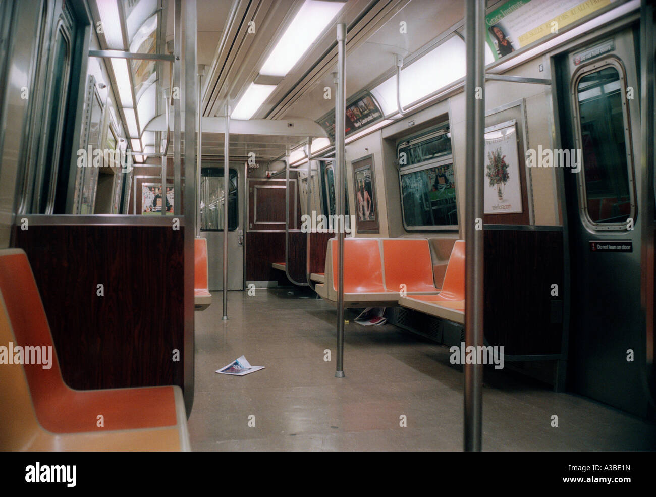 An empty NYC subway car Stock Photo - Alamy