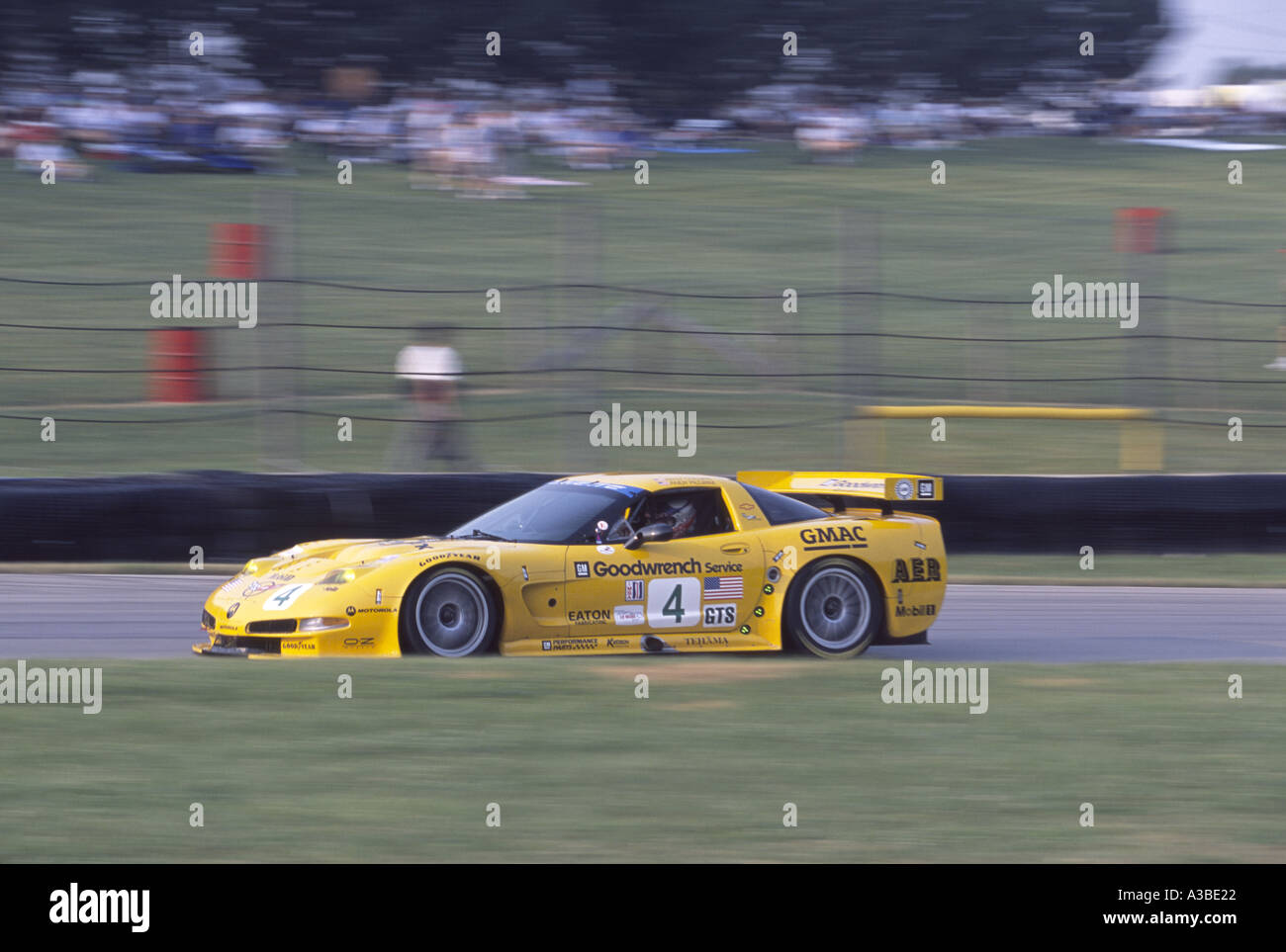 Corvette C5R at Mid Ohio 2002 driving by Andy Pilgrin and Kelly Collins Stock Photo