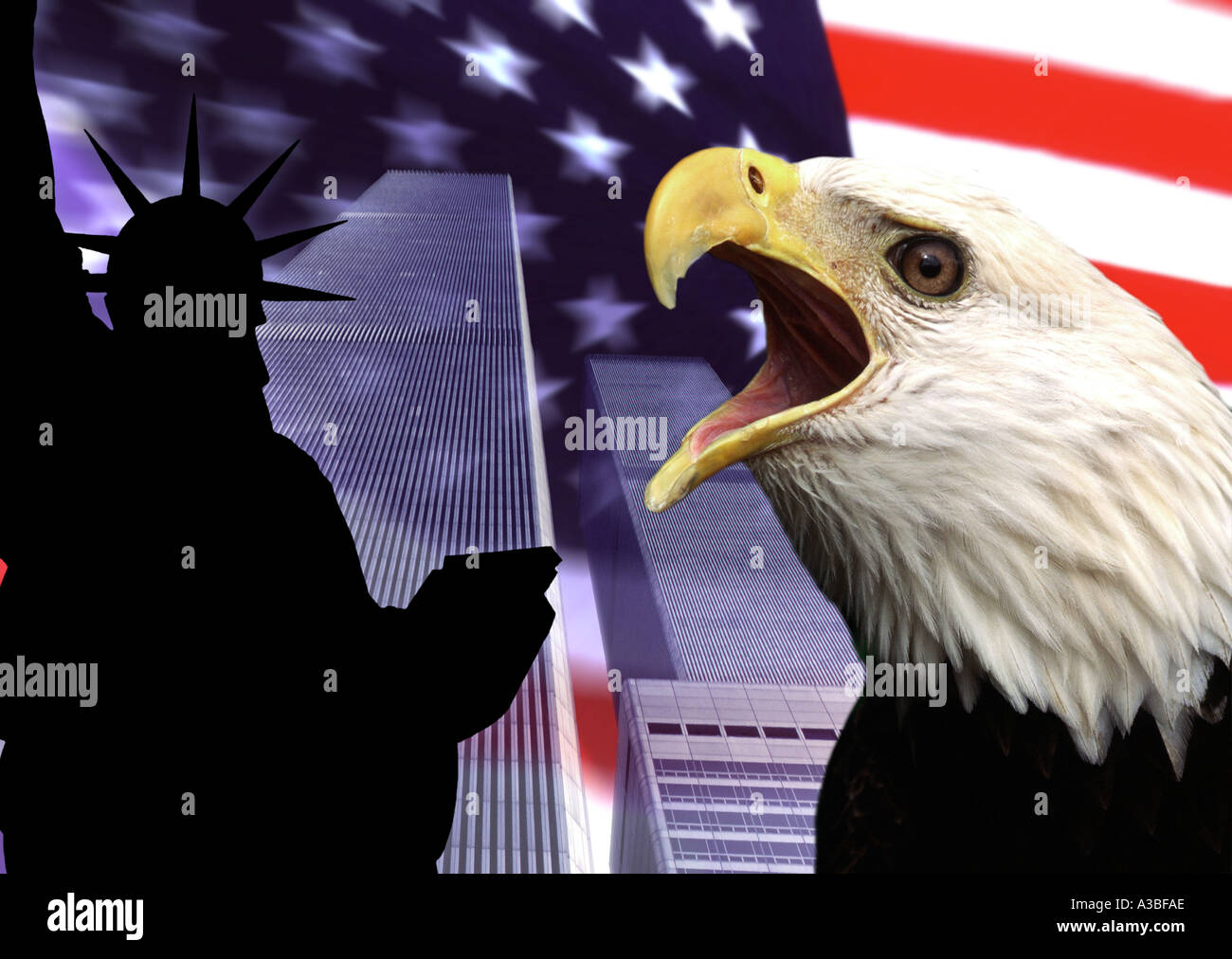 Patriotism in the USA Statue of Liberty World Trade Center Bald Eagle Stock Photo Alamy