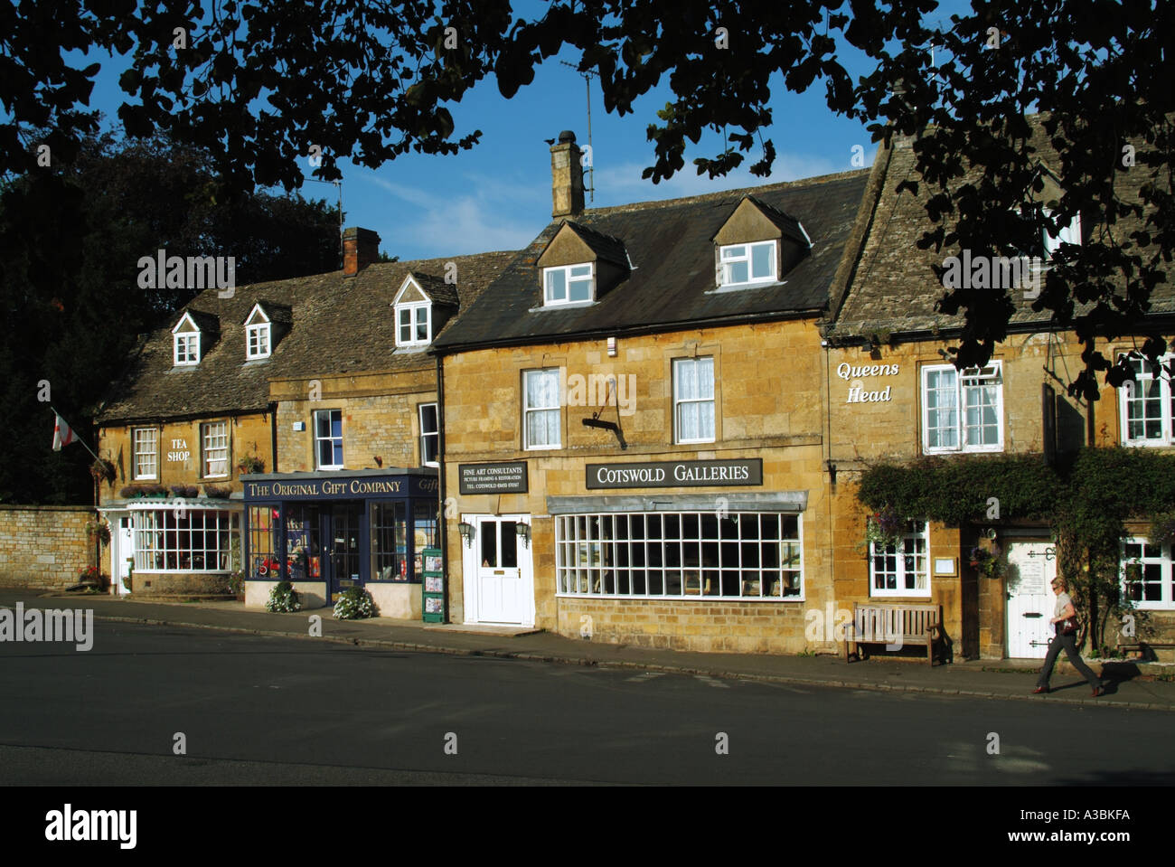 Stow on the Wold Cotswold market town street scene typical building
