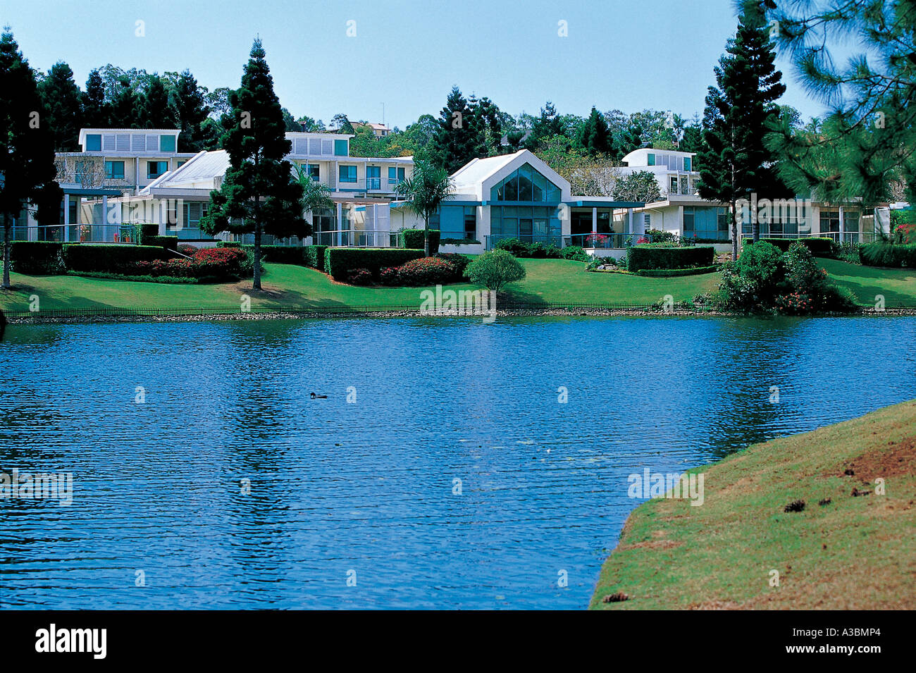 golf field,golf club,building,resort,lake,lake,Sur Stock Photo