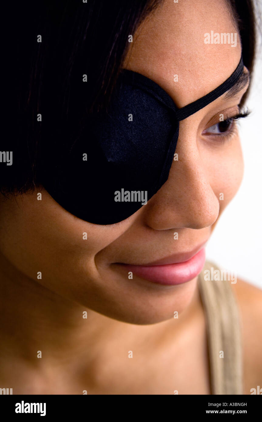 Woman with eye patch Stock Photo Alamy