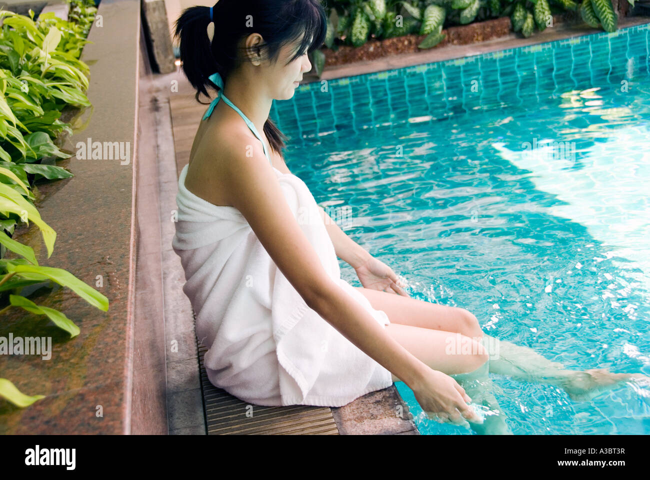 Young Thai woman having a spa day in Bangkok, Thailand. Stock Photo