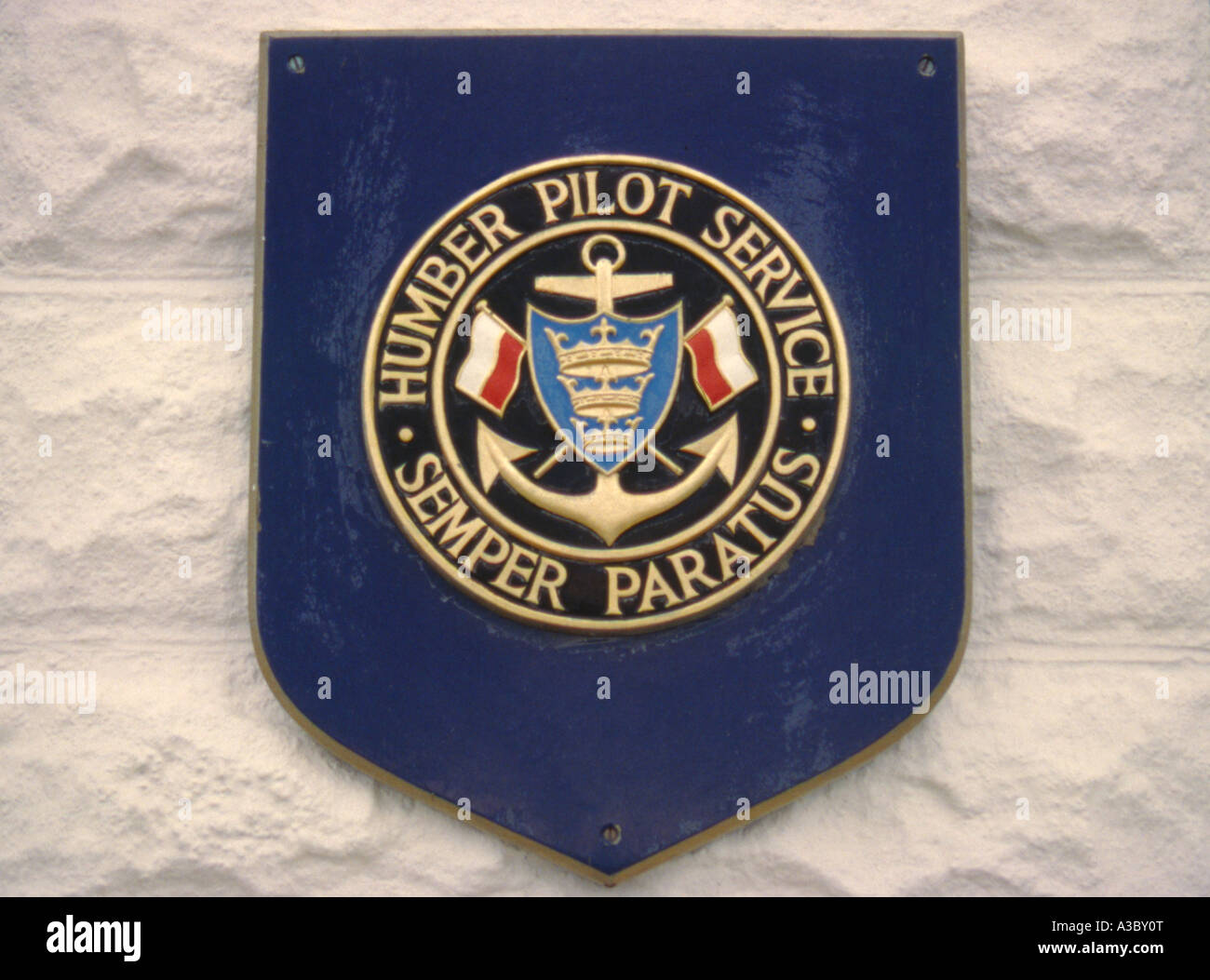 Humber Pilot Service badge, Spurn Head Pilot Station, East Riding Yorkshire, England, UK. Stock Photo