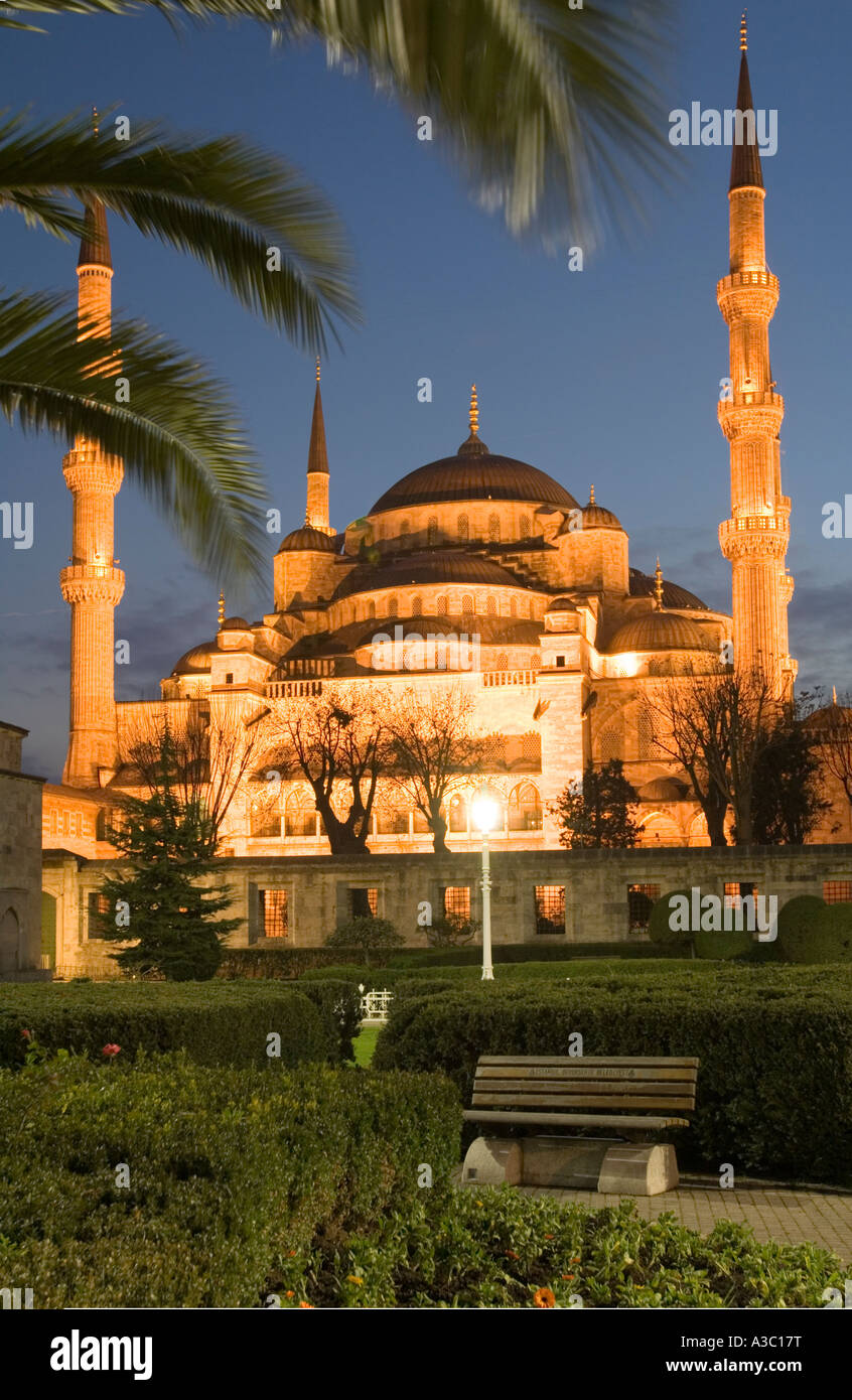 Istanbul, Turkey. The Blue Mosque Illuminated at night (Sultan Ahmet ...