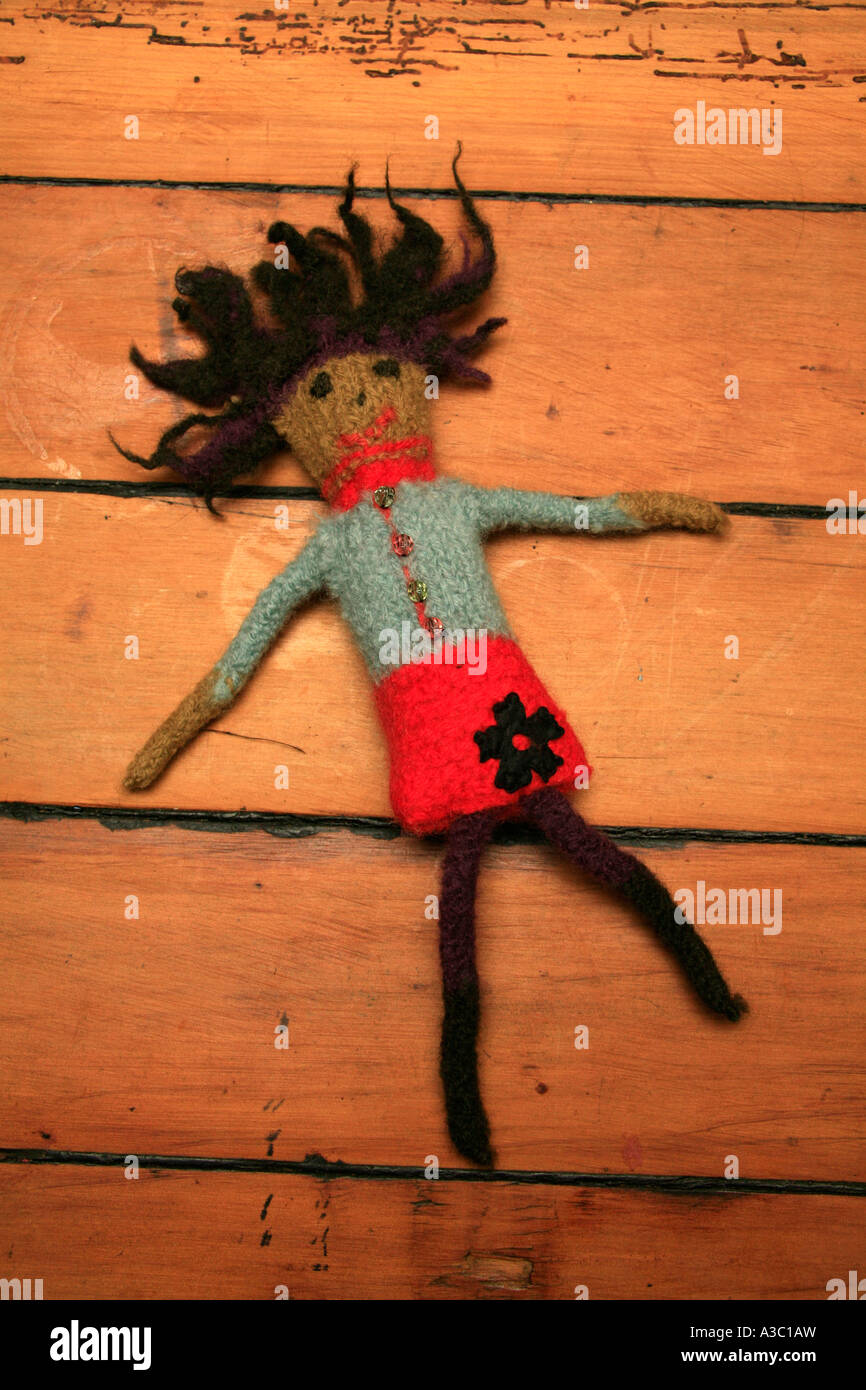 A felted knitted woollen dolly Stock Photo