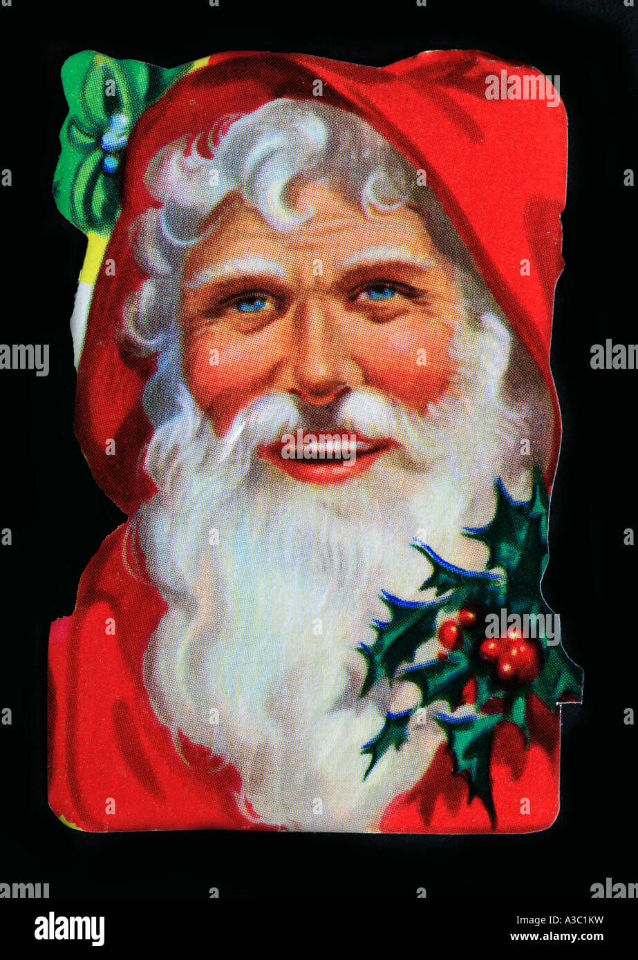 An old style English cut out sticker of Santa Claus Stock Photo
