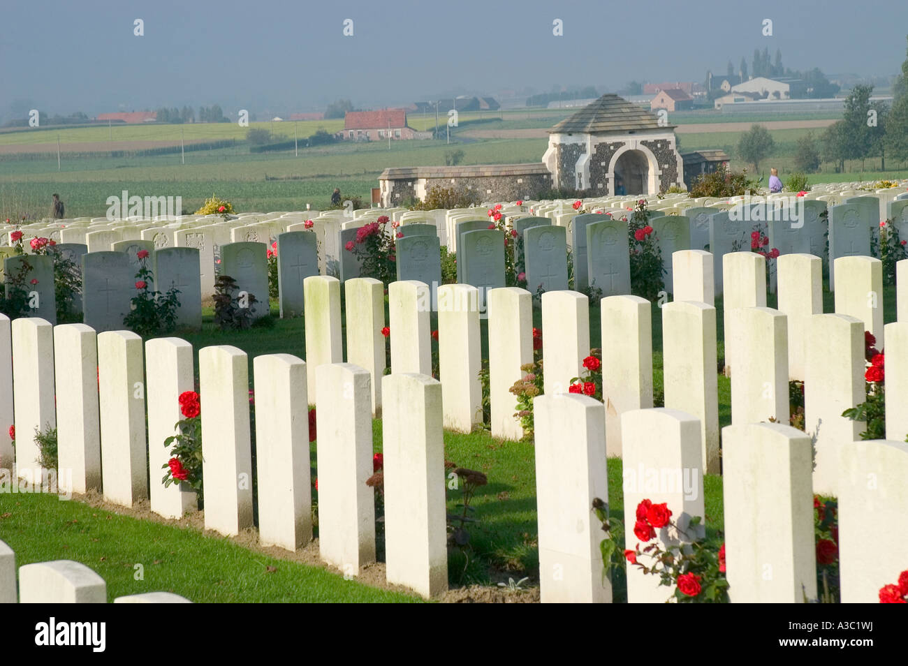 Tyne Cot Cemetery Passchendale West Vlaanderen Flanders Belgium Stock Photo