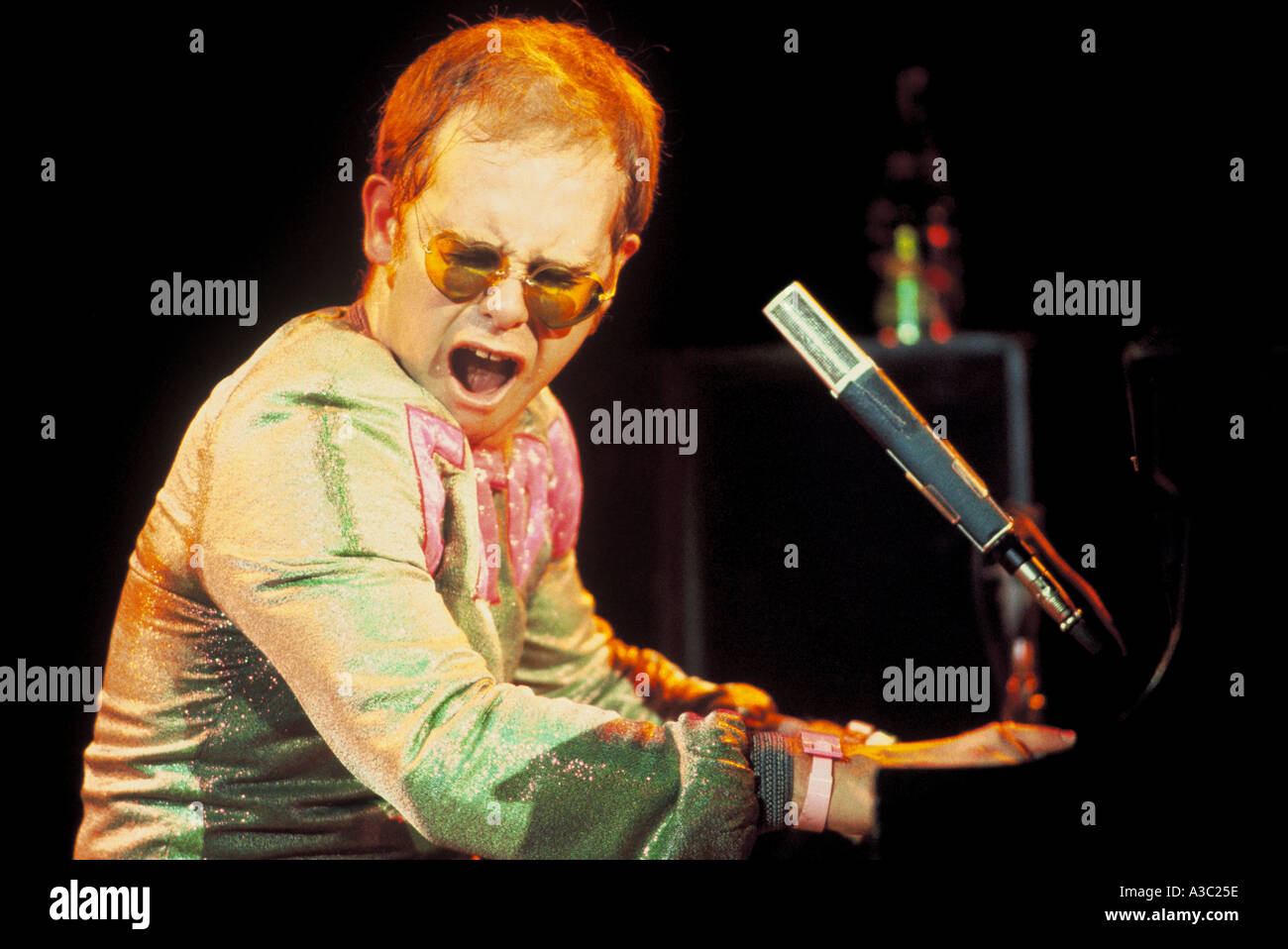 Elton John performing at St Johns Arena at Ohio State University Columbus OH in October 8 1973 Stock Photo