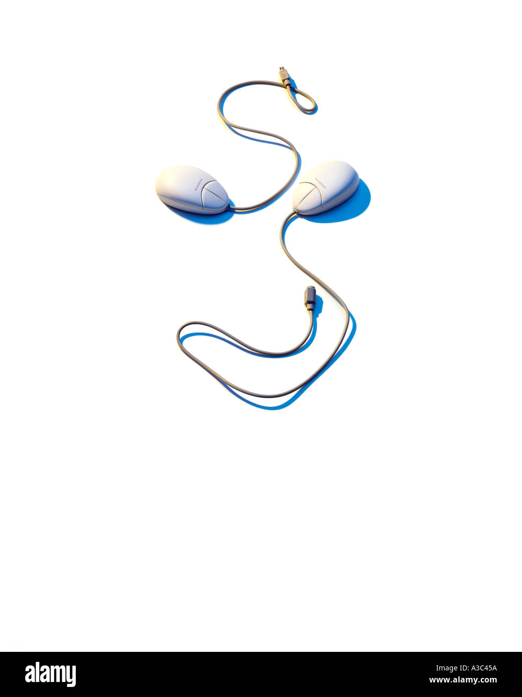 Two computer mice as a smiling face on white by Pete McArthur 1996