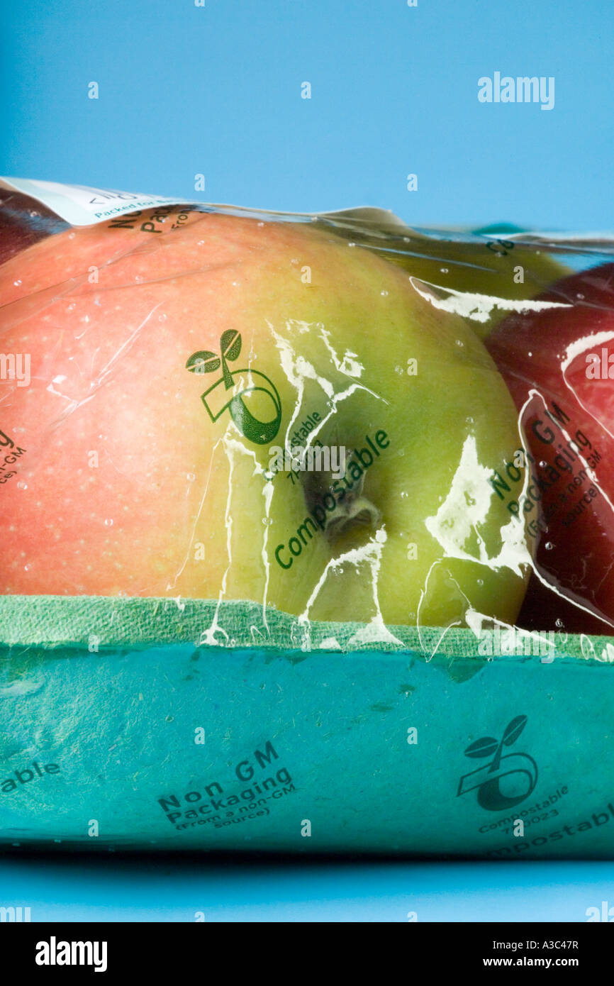 Compostable apple packaging from a non GM source Stock Photo - Alamy