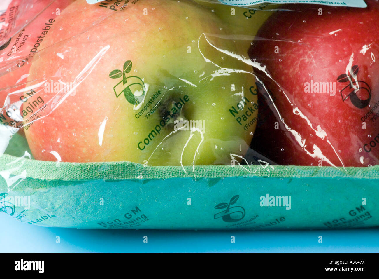 Compostable apple packaging from a non GM source Stock Photo - Alamy
