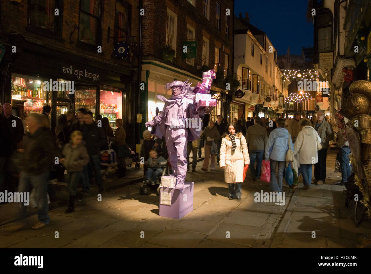 An actor posing as a busy Christmas Shopper, York. Stock Photo