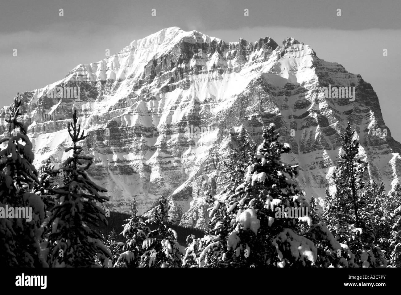 MOUNTAINS: Canadian Rocky Mountains; black and white Stock Photo - Alamy