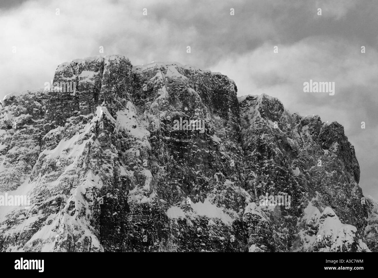 MOUNTAINS: Canadian Rocky Mountains Horizontal; black and white Stock ...