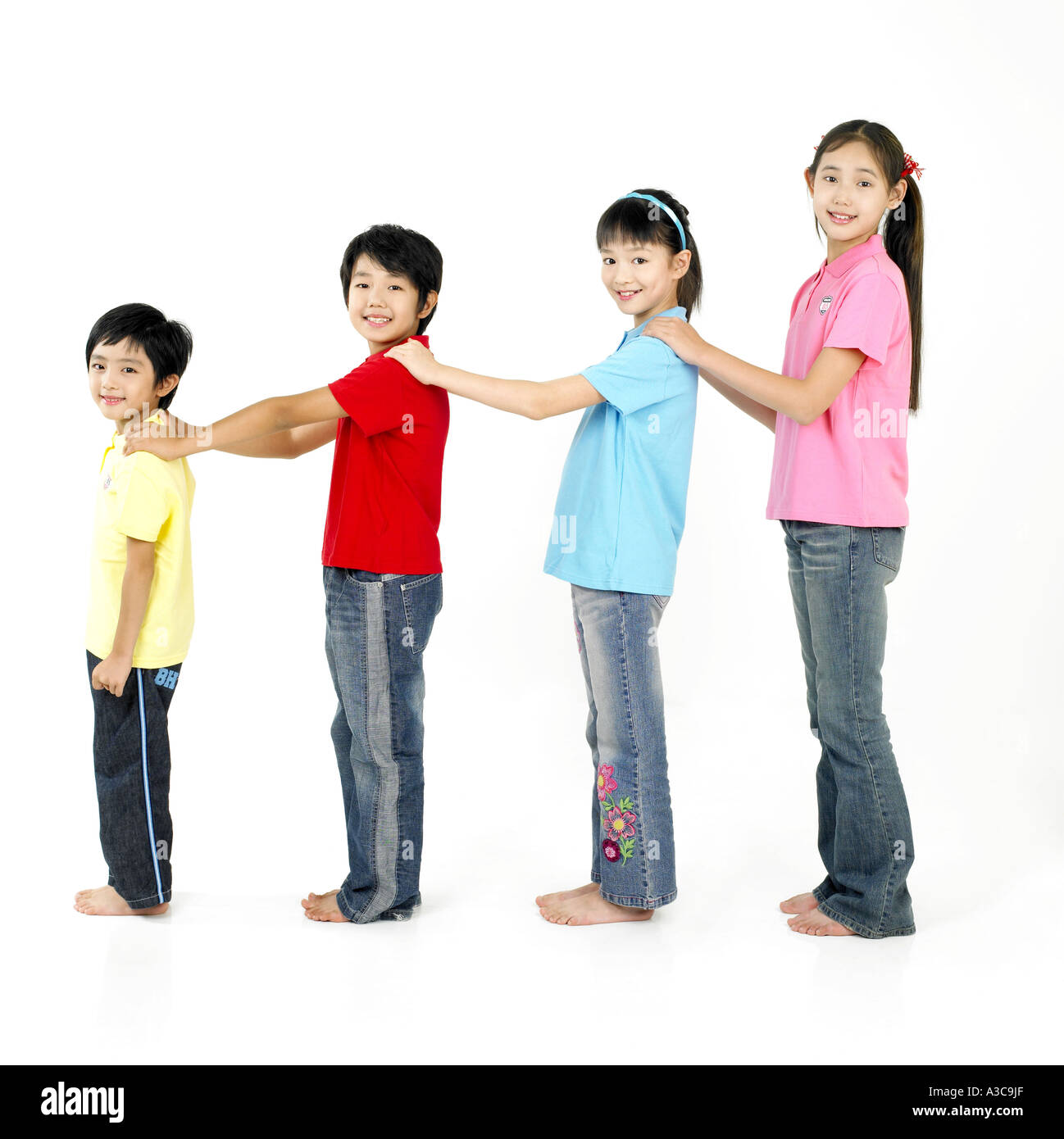 Children Lined Up Stock Photo Alamy