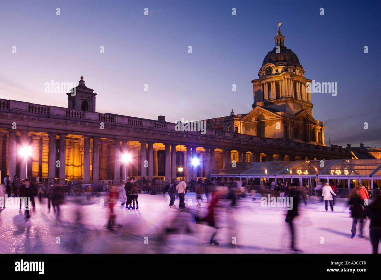 ice skating ; greenwich;The Old Royal Naval College;london; england; uk