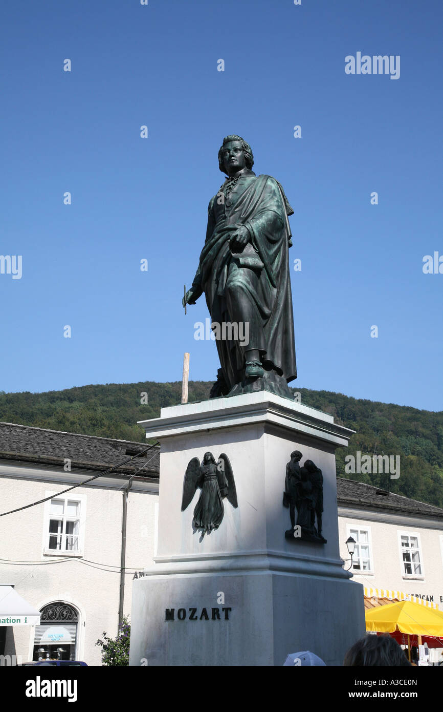 Statue of Wolfgang Amadeus Mozart  in Salzburg Austria Stock Photo