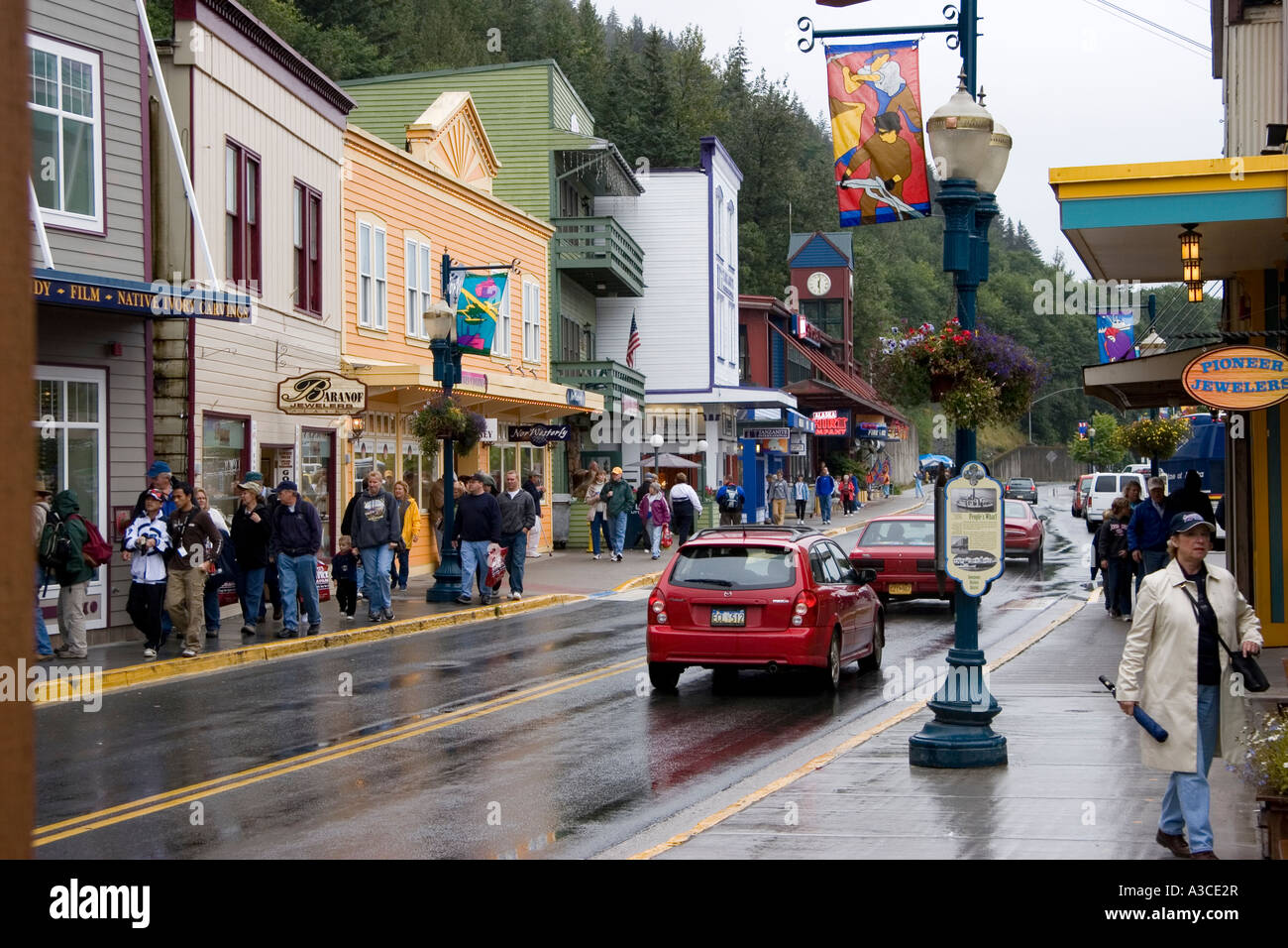 A rainy day on main street in Juneau Capital of Alaska Stock Photo Alamy